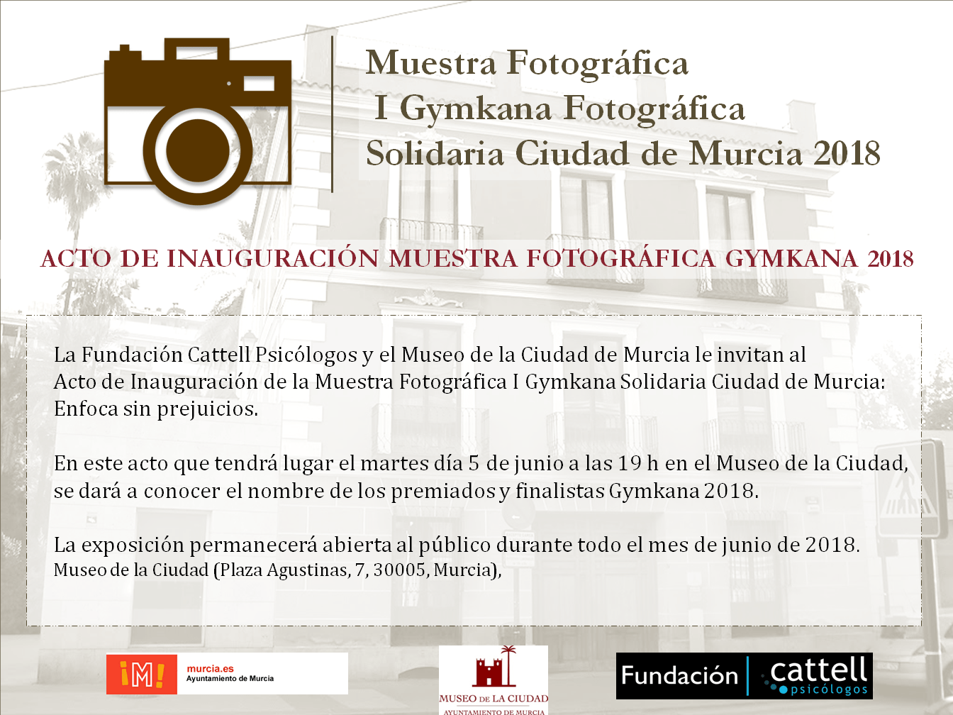 RESOLUCIÓN DE LOS PREMIOS I GYMKANA FOTOGRÁFICA SOLIDARIA CIUDAD DE MURCIA 2018