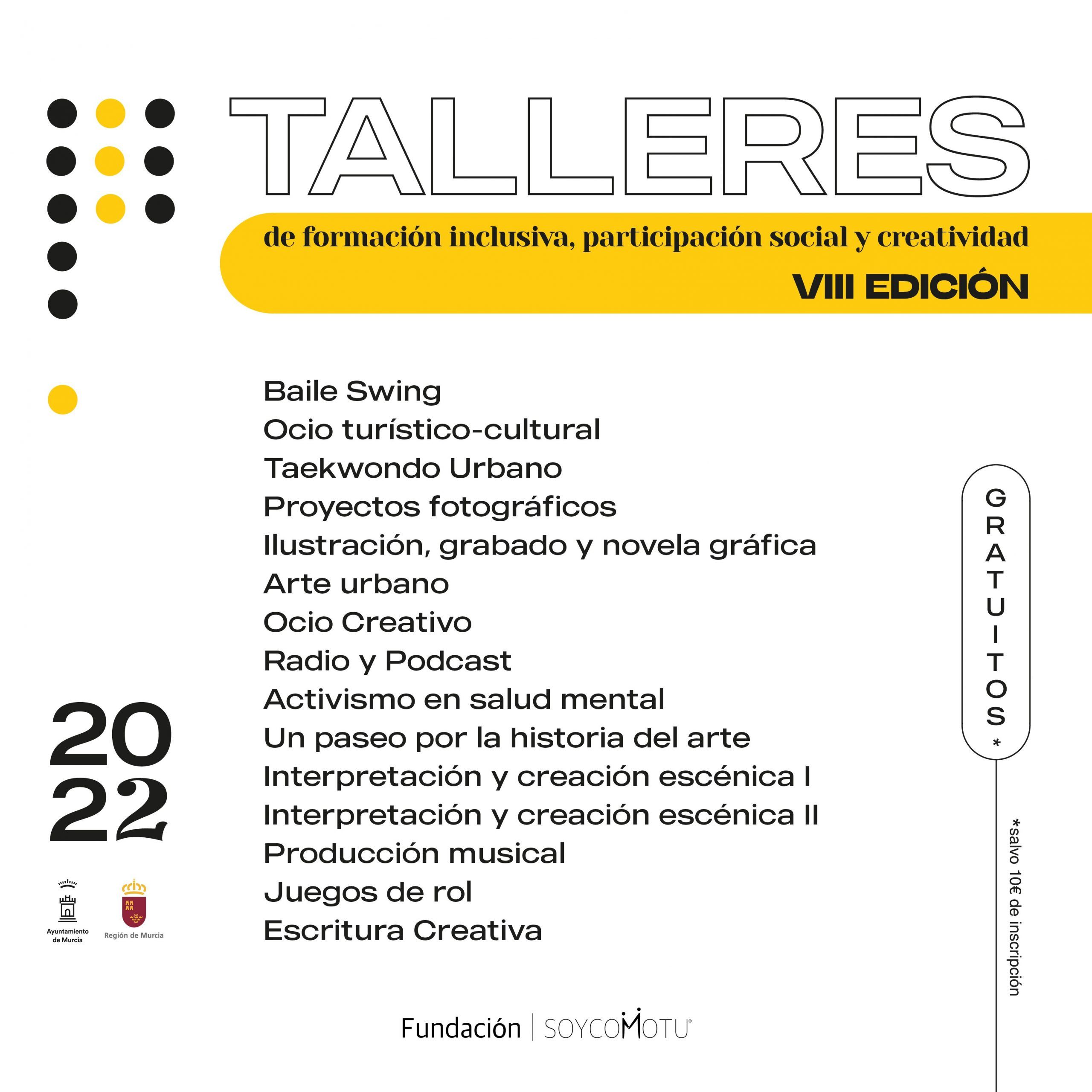 15 TALLERES Y DIVERSIDAD DE DISCIPLINAS EN FUNDACIÓN SOYCOMOTU. ABIERTO EL PLAZO DE INSCRIPCIÓN